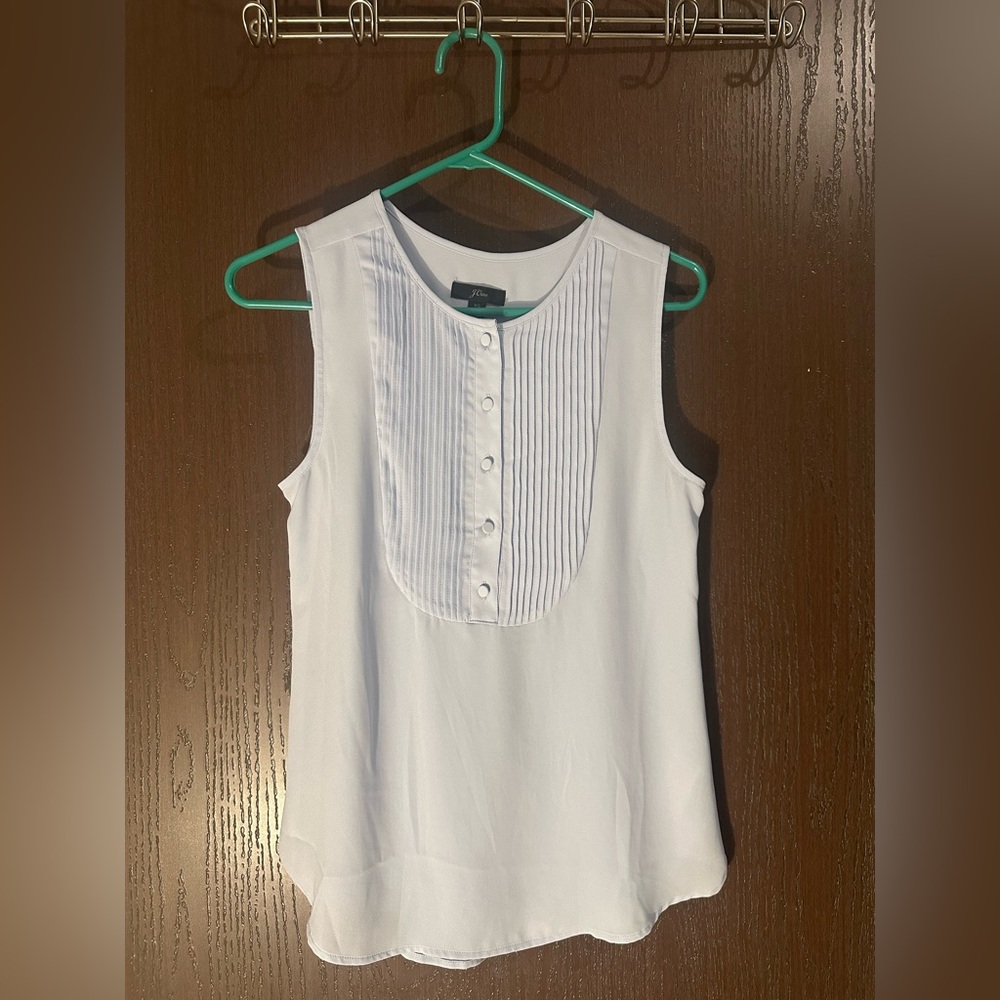 J. Crew Light Blue Sleeveless Blouse with Button Detail
